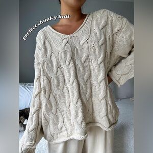 Zara Cable-Knit Sweater in Ecru